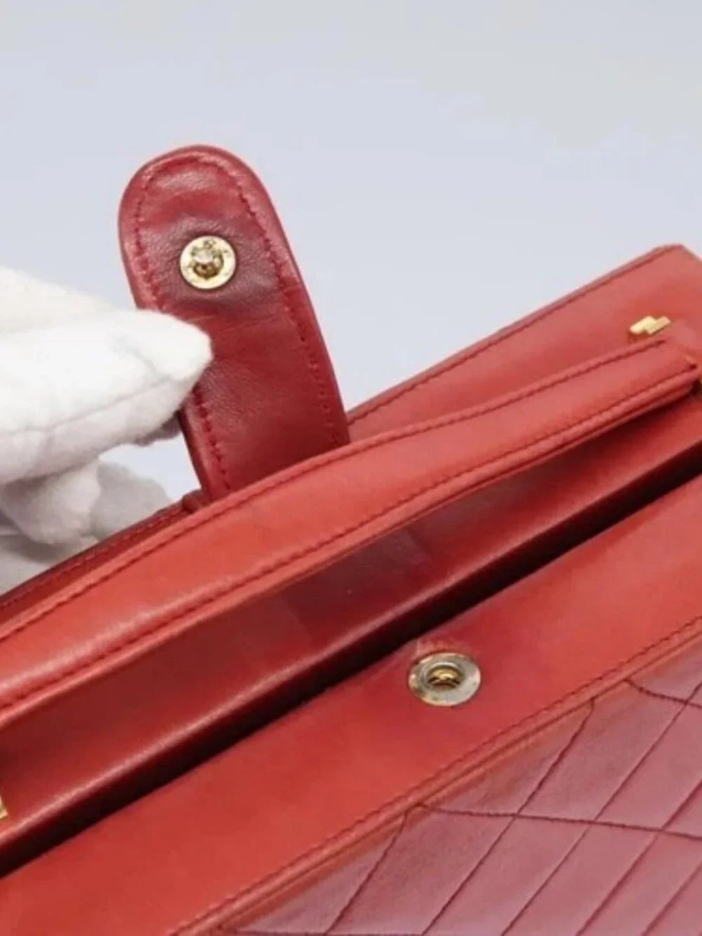 CHANEL Matelasse Hand Bag Lamb Skin 2way Red CC Auth 115600V